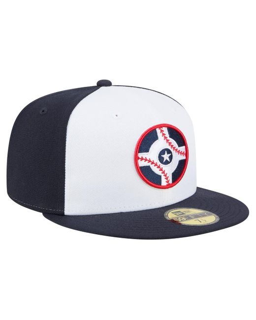 KTZ Blue White/navy Indianapolis Indians Authentic Collection 59fifty Fitted Hat for men