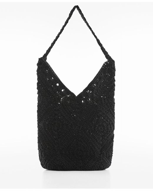 Mango Black Bucket Crochet Handbag