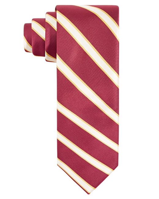 Tayion Collection Red Crimson & Cream Stripe Tie for men