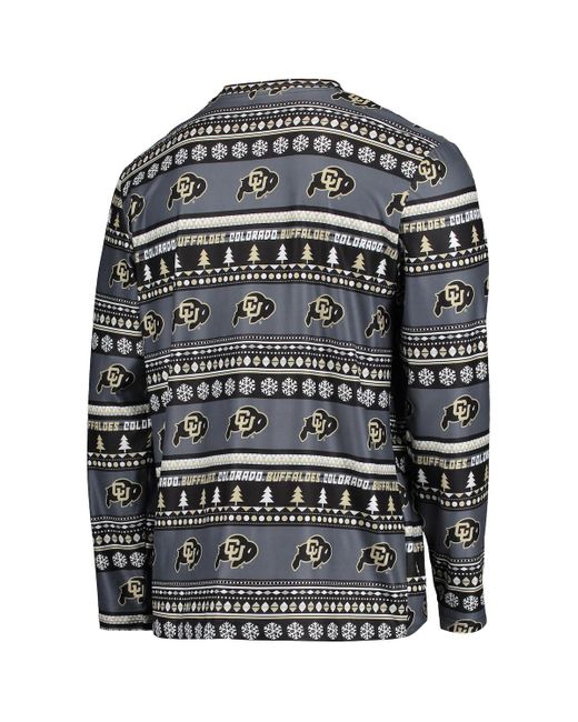 Concepts Sport Black Colorado Buffaloes Ugly Sweater Long Sleeve T-shirt And Pants Sleep Set for men