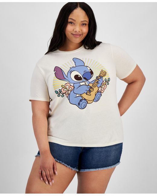 Disney Gray Trendy Plus Size Ohana Stitch Graphic T-shirt