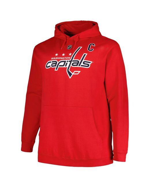 Profile Red Alexander Ovechkin Washington Capitals Big Tall Name Number Pullover Hoodie for men