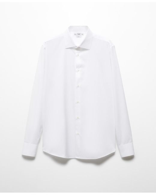 Mango White Slim-fit Cotton Poplin Dress Shirt