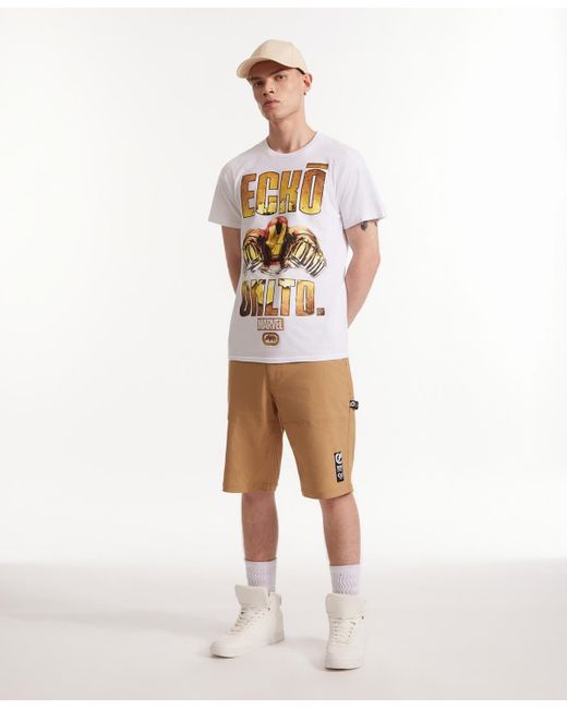 Ecko' Unltd Natural Keep Tabs On Belted Cargo Shorts for men