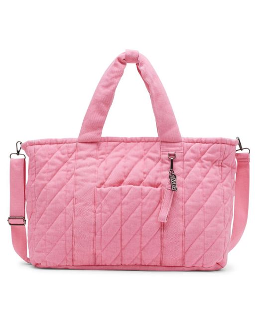 Madden Girl Pink Chloeq Quilted Denim Tote