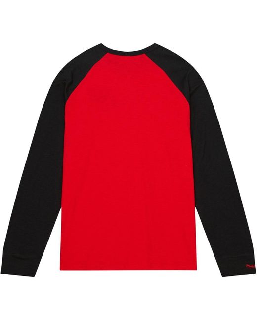 Mitchell & Ness Red Georgia Bulldogs Legendary Slub Raglan Long Sleeve T-shirt for men