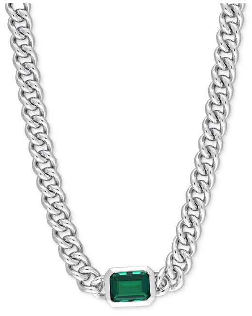 Macy's Metallic Lab-grown Curb Link Collar Necklace (7/8 Ct. T.w.