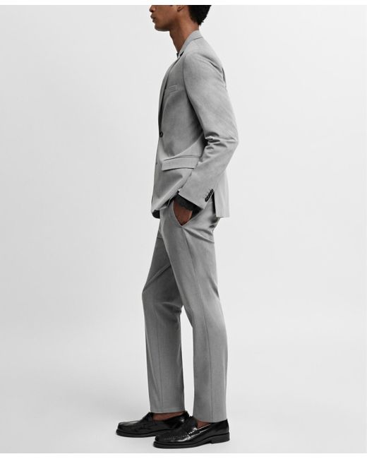 Mango Gray Super Slim-fit Stretch Fabric Suit Blazer for men