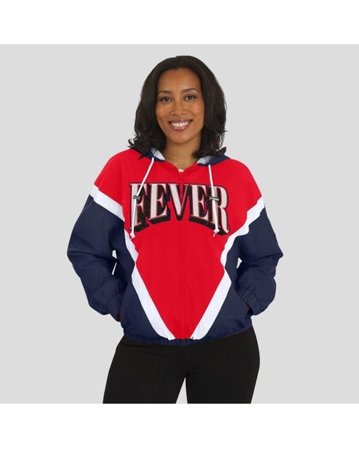 WEAR by Erin Andrews Blue/red Indiana Fever Color Block Full-zip Windbreaker Jacket