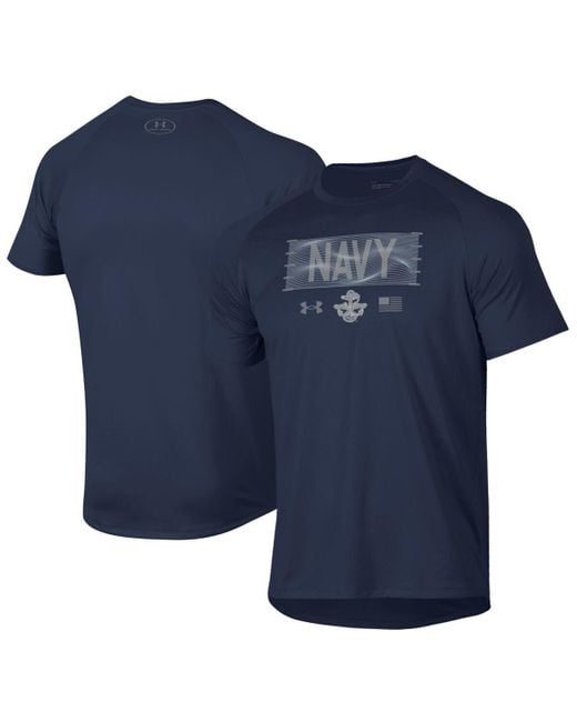 Under Armour Midshipmen Silent Service Stacked Slim Fit Tech T-shirt in ...