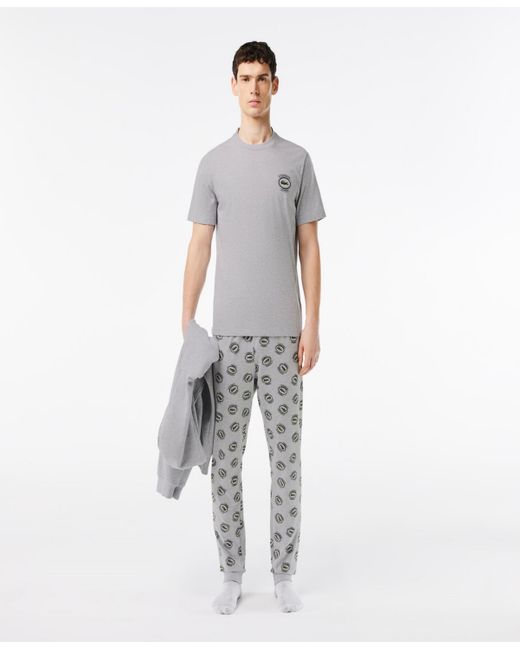 Lacoste White Stretch Jersey Pajama Set for men