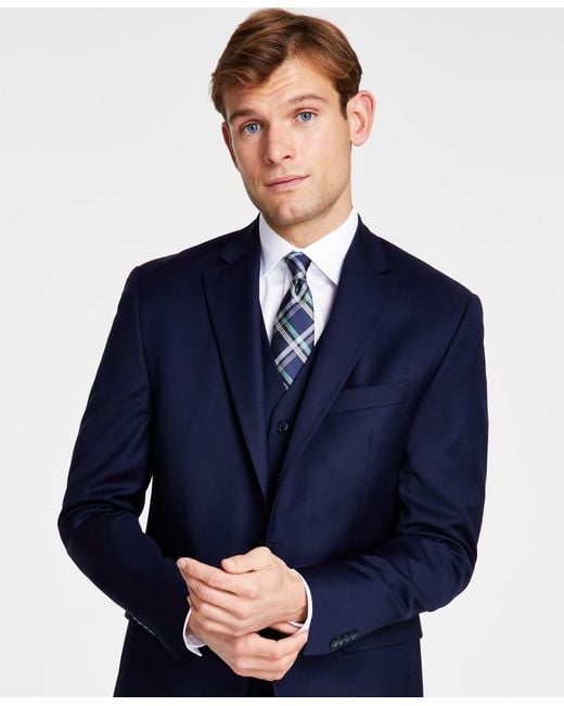 Michael Kors Blue Classic-fit Wool Stretch Solid Suit Jacket for men