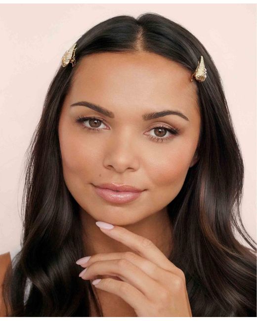 Ettika White Capri Shell Barrette Set