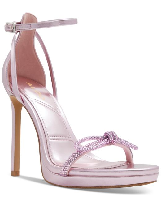 ALDO Pink Serene Bow Ankle-strap Bow Dress Sandals