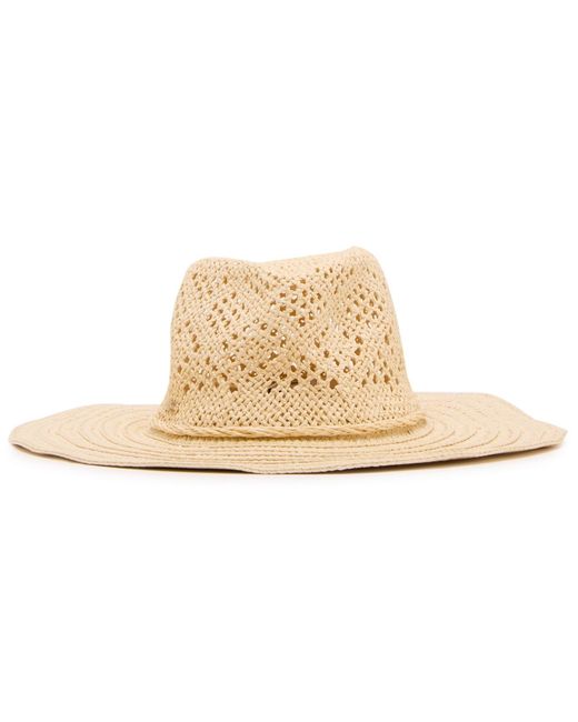 Steve Madden White Mixed Pattern Western Panama Hat