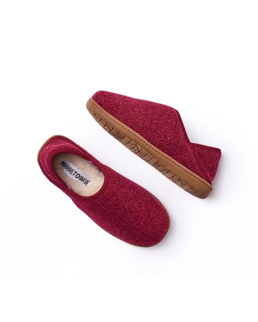 Minnetonka Red Packaway Fabric Slipper Collabsible Heel