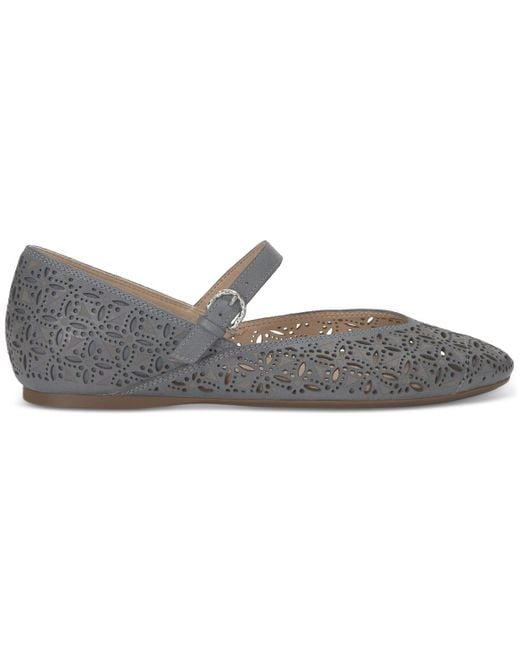 Lucky Brand Gray Cyrena Eyelet Mary Jane Ballet Flats