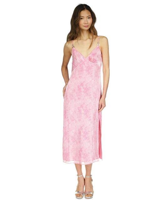 Michael Kors Pink Michael Tonal-print Slit Slip Dress