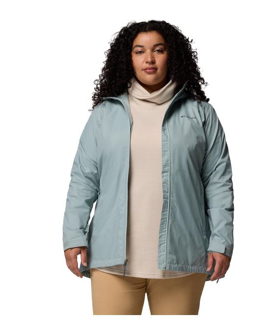 Columbia Blue Plus Size Switchback Lined Long Zipper Jacket