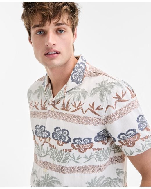 Sun & Stone White Sun + Stone Ace Short Sleeve Printed Button-front Camp Shirt for men