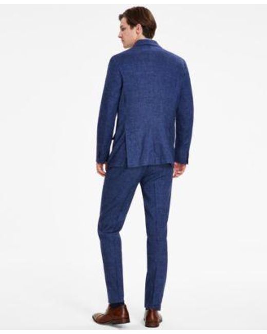 Tommy Hilfiger Blue Modern Fit Double Breasted Linen Suit for men
