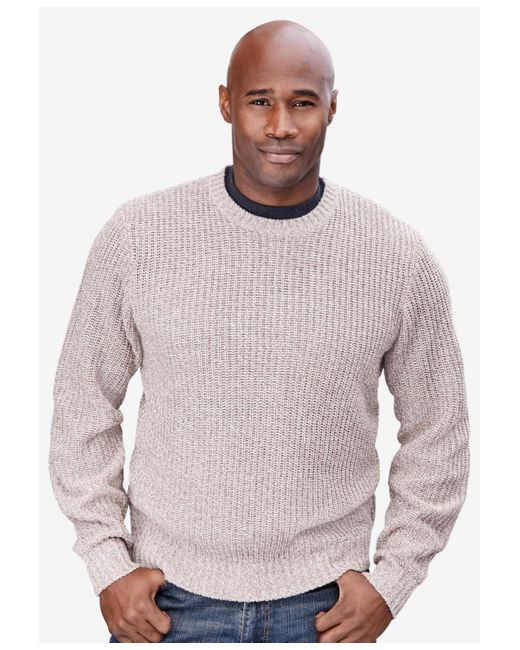 Kingsize Natural Big & Tall Shaker Knit Crewneck Sweater for men