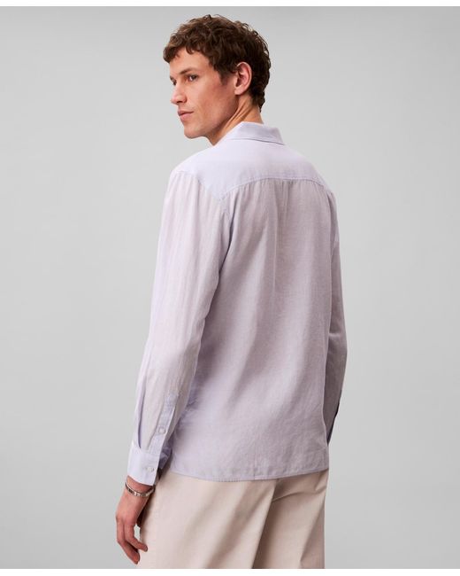 Calvin Klein Purple Solid Linen-blend Shirt for men