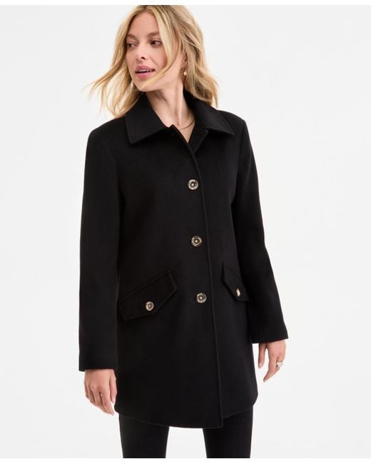 Michael Kors Black Michael Collared Button-front Coat