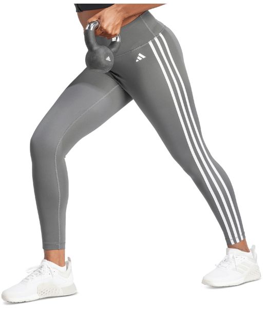 Adidas Gray Train Essentials 3-stripes 7/8 leggings