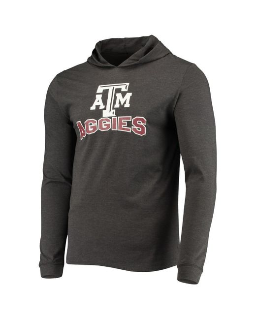 Concepts Sport Black Maroon/heather Charcoal Texas A&m aggies Meter Long Sleeve Hoodie T-shirt jogger Pajama Set for men