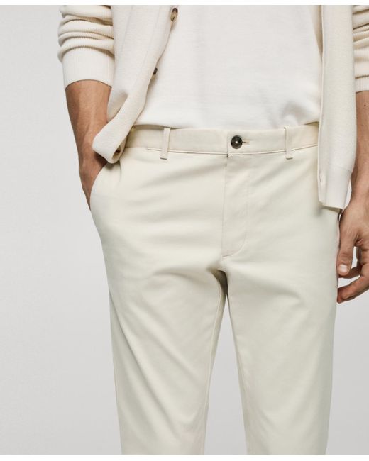 Mango White Slim Fit Serge Chino Trousers for men