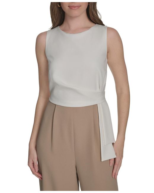 Tommy Hilfiger Natural Colorblocked Side-drape Jumpsuit