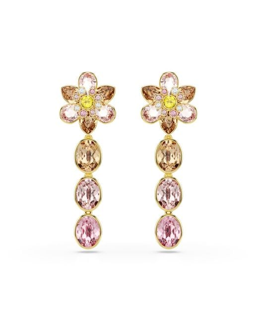 Swarovski White Idyllia Gold-tone Plated Drop Earrings
