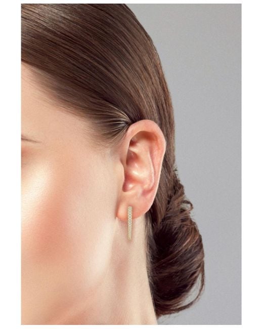 Rachel Zoe White 14k Plated Sterling Silver Pave Curve huggie Hoop Earrings