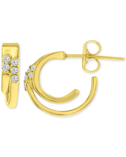 Macy's Metallic 2-pc. Set Cubic Zirconia Double Hoop & Graduated Baguette Stud Earrings