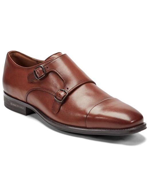 Kenneth Cole Brown Charles Double Monk Strap Shoe for men