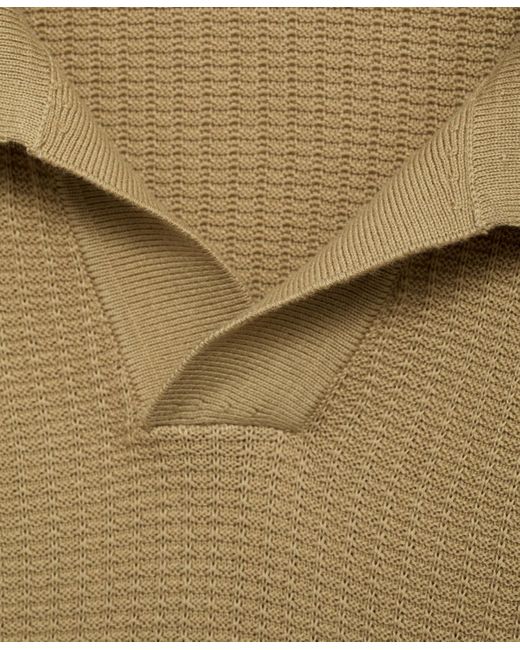 Mango Natural Ribbed Cotton Knitted Polo Shirt for men