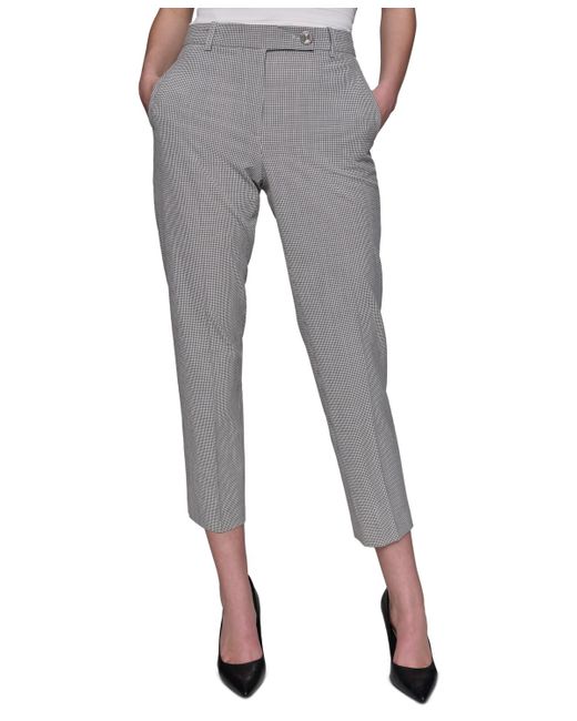 Karl Lagerfeld Gray Mid-rise Extended Tab Pants