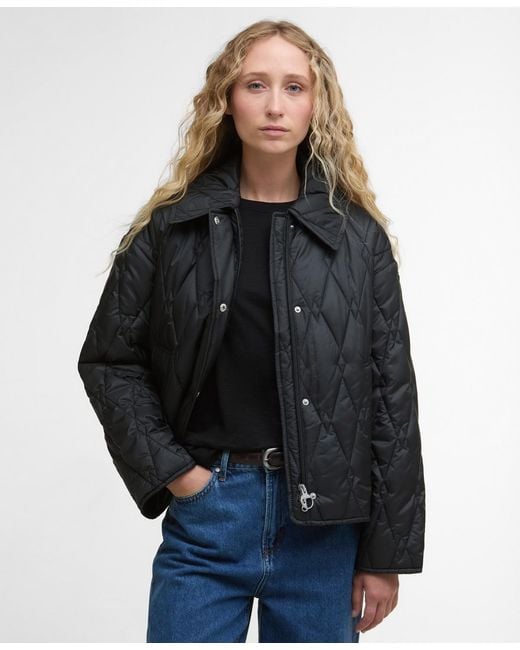 Barbour Black Bernadette Collared Quilted Jacket