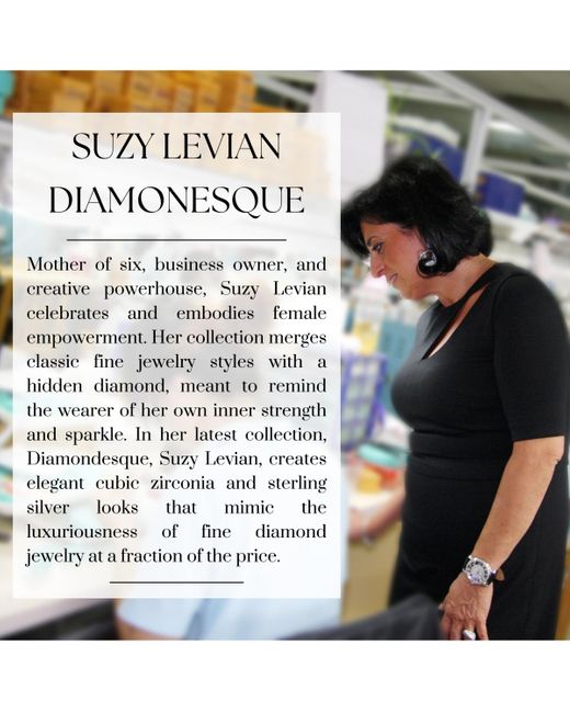 SUZY LEVIAN NEW YORK White Suzy Levian Sterling Silver Cubic Zirconia Pave Round Classic Hoop Earrings