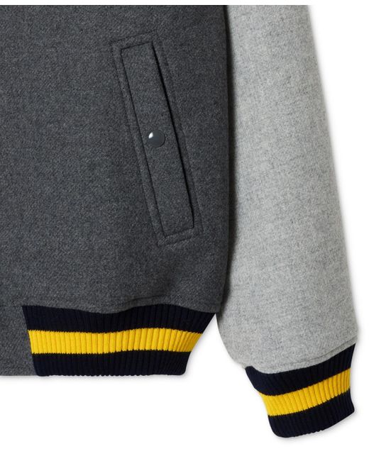Lacoste Gray Colorblocked Striped-trim Varsity Jacket for men