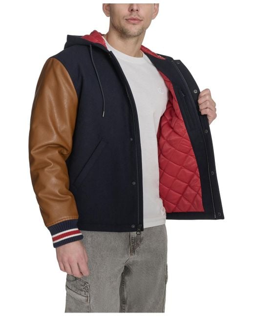 Champion Men's Blue Mixed Media Coaches Jacket