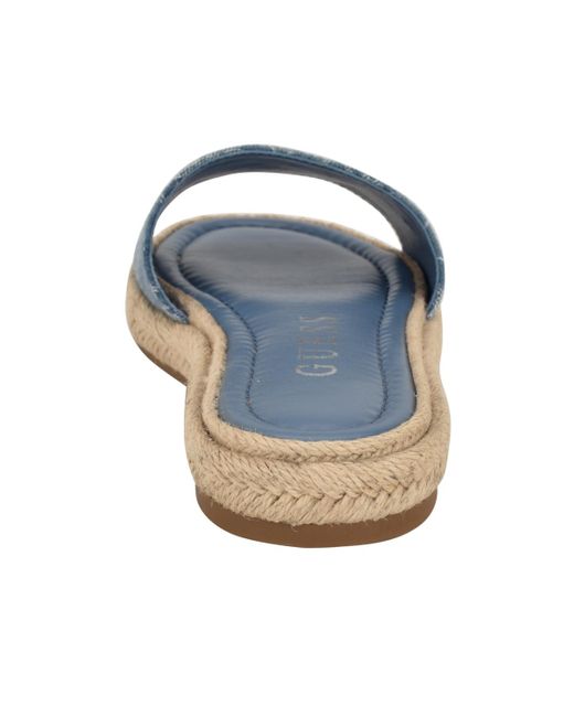 Guess Blue Katic Slide Espadrille Flat Sandals