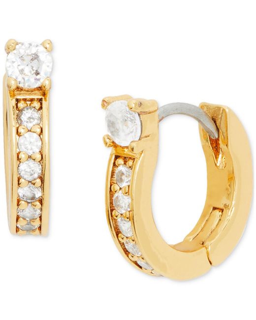Kate Spade Metallic Gold-tone Precious Delights Crystal huggie Hoop Earrings