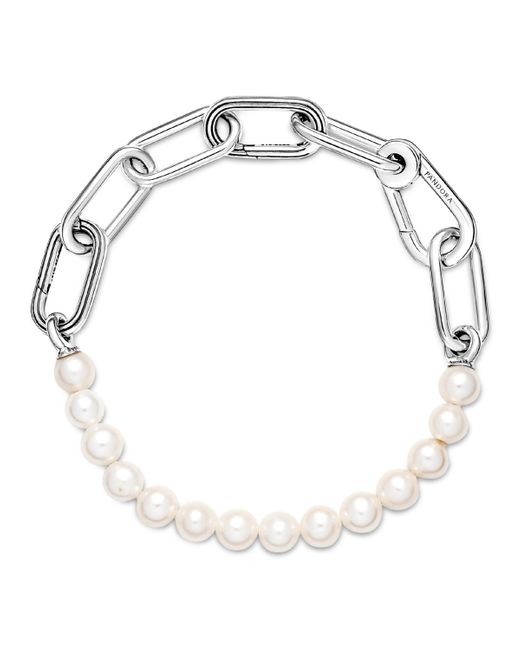 Pandora White Me Sterling Treated Freshwater Cultured Pearl Bracelet