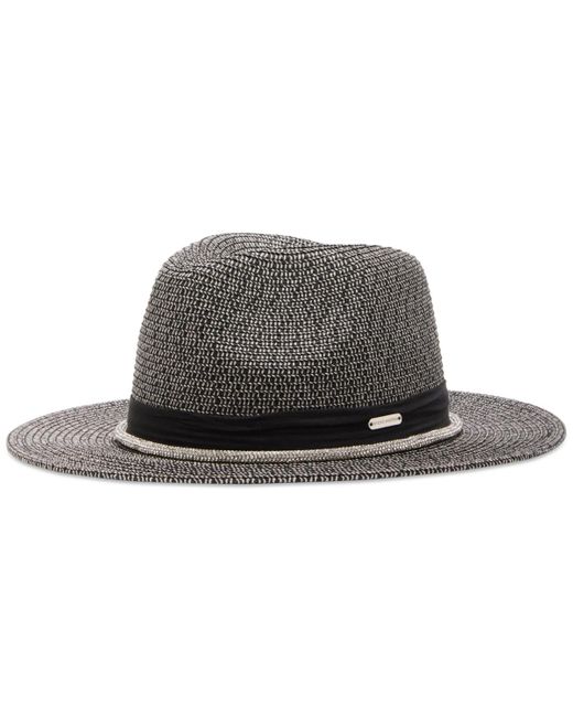 Steve Madden Black Embellished Panama Hat
