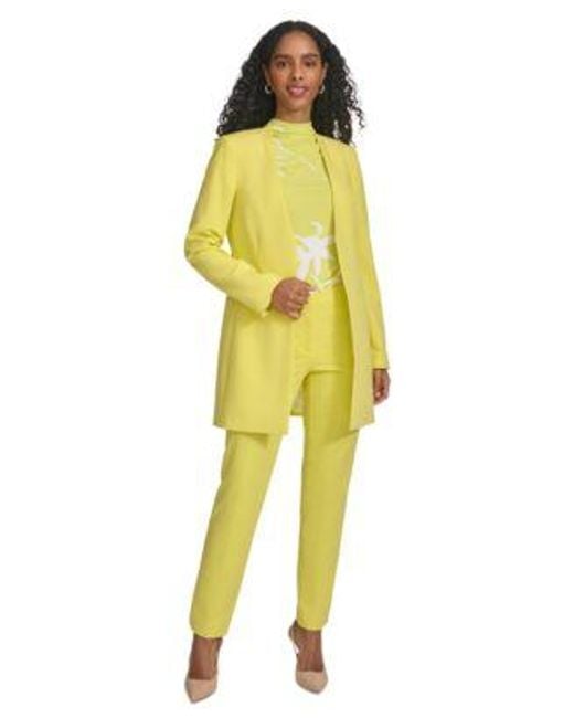 Calvin Klein Yellow Petite Lux Open Front Jacket Lux Highline Tab Waist Pants