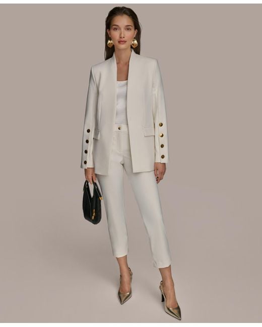 Donna Karan Black Button Sleeve Blazer