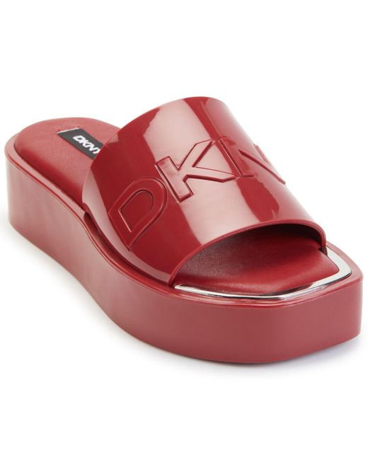 DKNY Red Laren Platform Slide Sandals