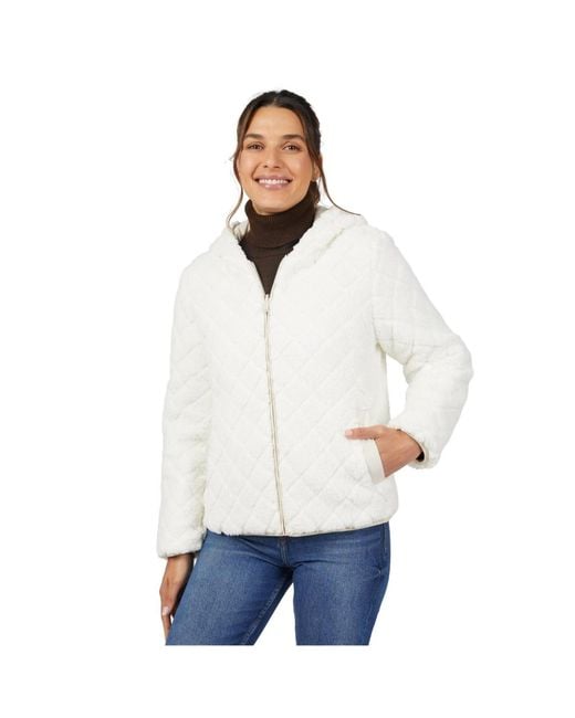Free Country White Hooded Cirrus Quilted Reversible Jacket